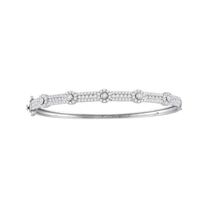 14kt White Gold Womens Round Diamond Bangle Bracelet 2 Cttw