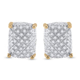 10kt Yellow Gold Mens Round Diamond Cluster Earrings 1/3 Cttw