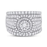 14kt White Gold Round Diamond Bridal Wedding Ring Band Set 2 Cttw