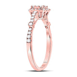 14kt Rose Gold Round Diamond Square Cluster Bridal Wedding Engagement Ring 1/2 Cttw