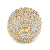 14kt Yellow Gold Mens Round Diamond Lion Head Animal Ring 2-3/4 Cttw