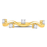 10kt Yellow Gold Womens Round Diamond Wave Stackable Band Ring 1/8 Cttw