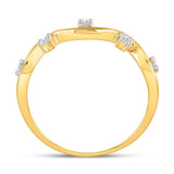 10kt Yellow Gold Womens Round Diamond Wave Stackable Band Ring 1/8 Cttw