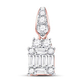 14kt Rose Gold Womens Baguette Diamond Square Cluster Pendant 1/3 Cttw