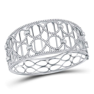 14kt White Gold Womens Round Diamond Fashion Cocktail Bracelet 4 Cttw