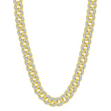 10kt Yellow Gold Mens Round Diamond Cuban Link Chain Necklace 13-1/5 Cttw