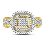 10kt Yellow Gold Womens Round Diamond Square Frame Cluster Ring 1/4 Cttw