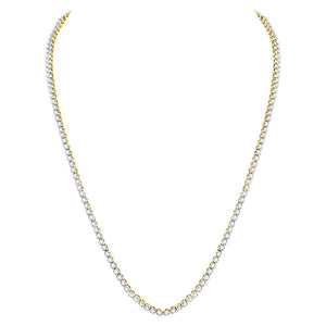 10kt Yellow Gold Mens Round Diamond Studded 26" Tennis Chain Necklace 11-3/8 Cttw
