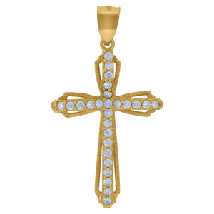 10kt Yellow Gold Unisex Cubic Zirconia Cubic-zirconia Cross Religious Charm Pendant