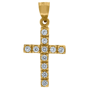 10kt Yellow Gold Unisex Cubic Zirconia Cubic-zirconia Cross Religious Charm Pendant