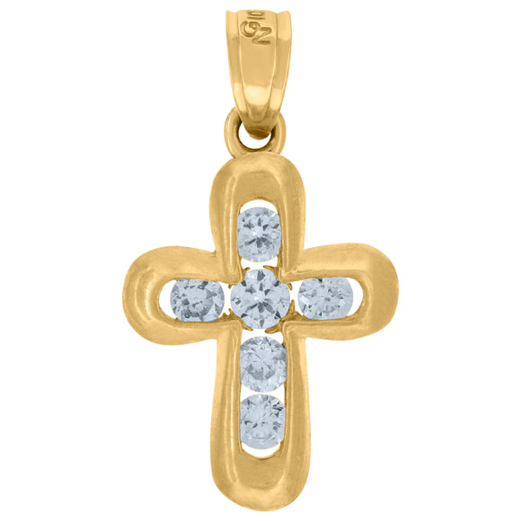 10kt Yellow Gold Mens Women Cubic Zirconia Cubic-zirconia Cross Religious Charm Pendant