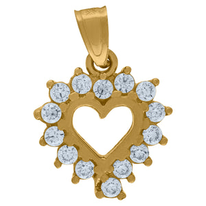 10kt Yellow Gold Womens Cubic Zirconia Cubic-zirconia Love Heart Charm Pendant