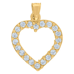 10kt Yellow Gold Womens Cubic Zirconia Cubic-zirconia Open Heart Charm Pendant