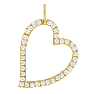 10kt Yellow Gold Womens Cubic Zirconia Cubic-zirconia Open Heart Charm Pendant
