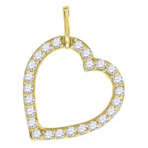 10kt Yellow Gold Womens Cubic Zirconia Cubic-zirconia Open Heart Charm Pendant