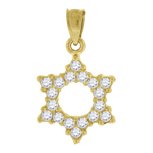 10kt Yellow Gold Unisex Cubic Zirconia Cubic-zirconia Six Point Star Religious Charm Pendant