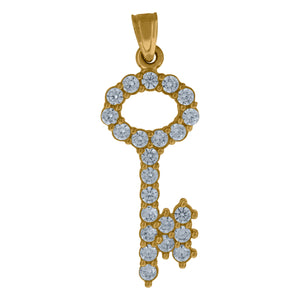 10kt Yellow Gold Unisex Cubic Zirconia Cubic-zirconia Key To My Heart Charm Pendant