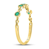 10kt Yellow Gold Womens Round Emerald Dot Stackable Band Ring 1/20 Cttw