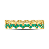 10kt Yellow Gold Womens Round Emerald Scalloped Stackable Band Ring 1/4 Cttw