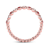 10kt Rose Gold Womens Round Ruby Diamond Beaded Dot Stackable Band Ring 1/6 Cttw