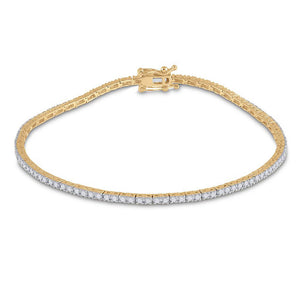 14kt Yellow Gold Womens Round Diamond Single Row Link Bracelet 1 Cttw