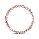 10kt Rose Gold Womens Round Emerald Diamond Dot Stackable Band Ring 1/6 Cttw