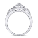 10kt White Gold Womens Round Diamond Cluster Split-shank XO Ring 1/5 Cttw
