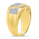 10kt Yellow Gold Mens Round Diamond Rectangle Cluster Ring 1/2 Cttw
