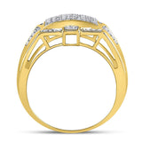 10kt Yellow Gold Mens Round Diamond Rectangle Cluster Ring 1/2 Cttw