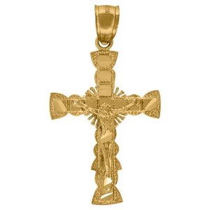 10kt Yellow Gold Womens Crucifix Cross Religious Charm Pendant