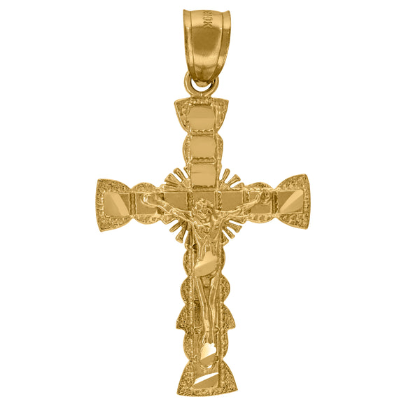 10kt Yellow Gold Womens Crucifix Cross Religious Charm Pendant