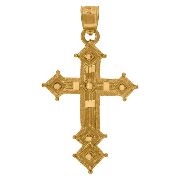 10kt Yellow Gold Mens Women Textured Cross Religious Charm Pendant