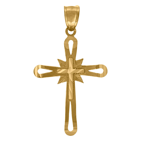 10kt Yellow Gold Mens Women Cross Religious Charm Pendant