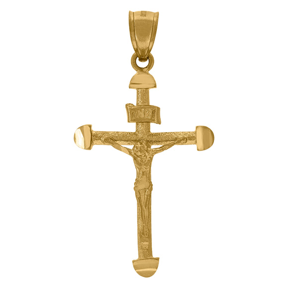 10kt Yellow Gold Womens Mens Unisex Crucifix Cross Religious Charm Pendant