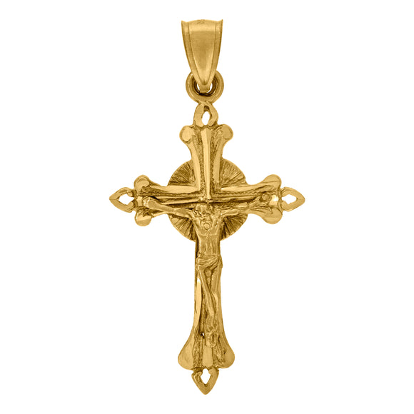10kt Yellow Gold Womens Mens Unisex Jesus Crucifix Cross Religious Charm Pendant