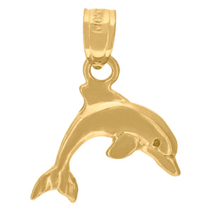 10kt Yellow Gold Unisex Sea Dolphin Animal Charm Pendant