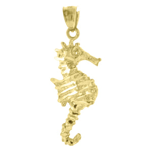 10kt Yellow Gold Womens Seahorse Ht:34.8mm x W:13.4mm Animal Charm Pendant