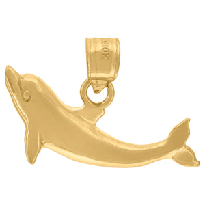 10kt Yellow Gold Womens Dolphin Ht:15.4mm x W:24.6mm Animal Charm Pendant