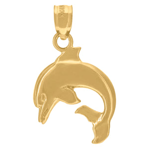 10kt Yellow Gold Womens Dolphin Ht:20.3mm x W:12.9mm Animal Charm Pendant