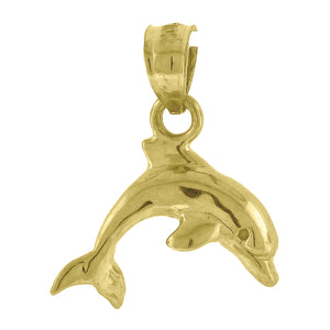 10kt Yellow Gold Unisex Sea Dolphin Animal Charm Pendant