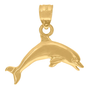 10kt Yellow Gold Womens Dolphin Ht:20.4mm x W:18.4mm Animal Charm Pendant