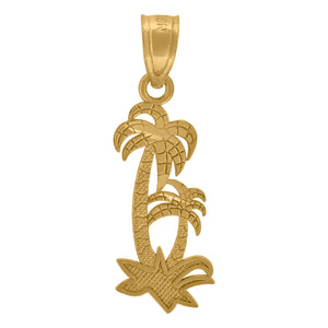 10kt Yellow Gold Womens Nugget Textured Palm Trees Charm Pendant