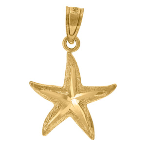 10kt Yellow Gold Unisex Star Fish Sealife Charm Pendant