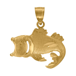 10kt Yellow Gold Womens Fish Ht:22.9mm x W:21.7mm Animal Charm Pendant