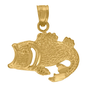10kt Yellow Gold Womens Fish Ht:19.5mm x W:17.7mm Animal Charm Pendant