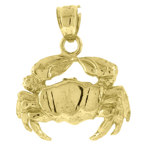10kt Yellow Gold Womens Crab Ht:22.7mm x W:19.2mm Animal Charm Pendant