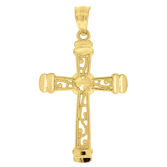 10kt Yellow Gold Womens Mens Unisex Cross Religious Charm Pendant