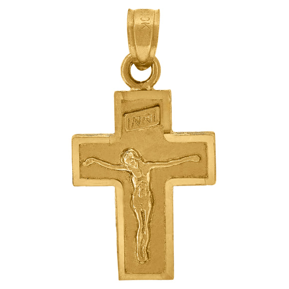 10kt Yellow Gold Womens Mens Jesus Crucifix Cross Religious Charm Pendant