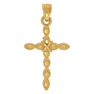 10kt Yellow Gold Mens Women Textured Cross Religious Charm Pendant