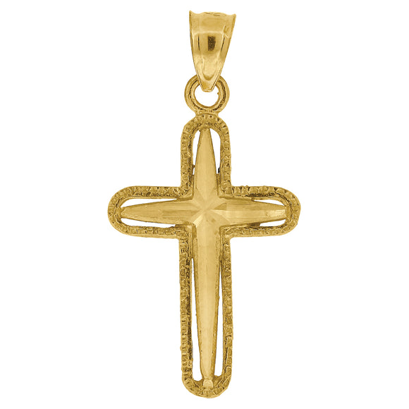 10kt Yellow Gold Womens Mens Unisex Cross Religious Charm Pendant